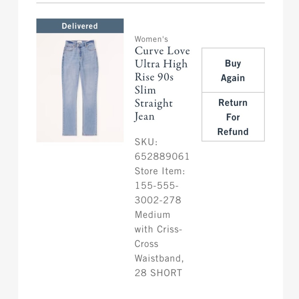 Abercrombie Curve Love High Rise 90s Slim Straight Jeans